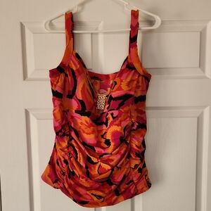 Contour Pink Orange Black Women's Bathing Suit Top